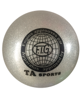 мяч для художественной гимнастики rgb-102, 15 см, серый, с блестками