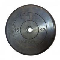 диск обрезиненный mb barbell atlet 26 мм 15 кг. черный