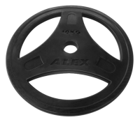 диск обрезиненный alex p-rob-10k с хватами 51 мм 10 кг черный